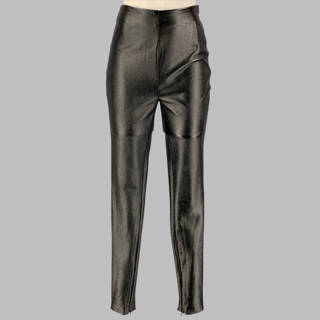 STAND STUDIO Size 0 Black Faux Leather Shimmer Side Zipper Leggings