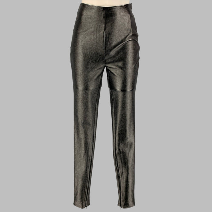 STAND STUDIO Size 0 Black Faux Leather Shimmer Side Zipper Leggings