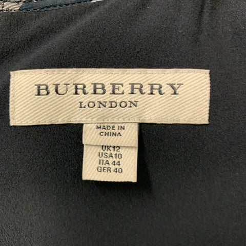 BURBERRY LONDON Robe sans manches en crêpe noir et argent cloutée Taille 10