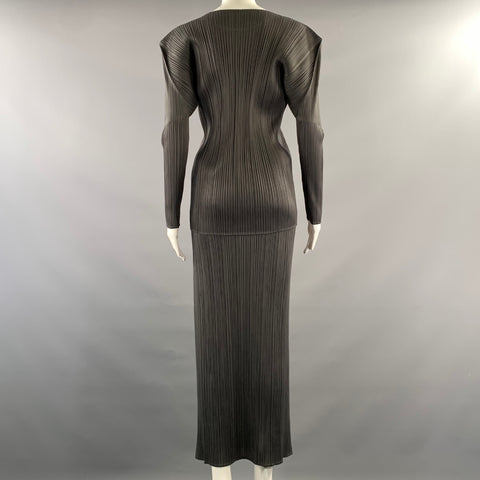 PLEATS PLEASE by ISSEY MIYAKE Size M Grey Polyester Pleated Scoop Neck Dress Top