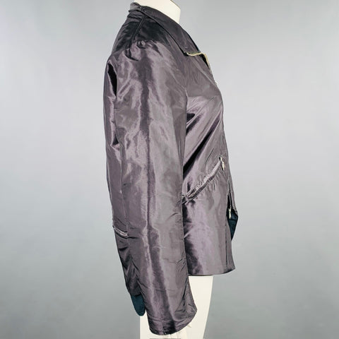 PAUL HARNDEN Size L Grey Charcoal Slate Silk Zip Up Jacket
