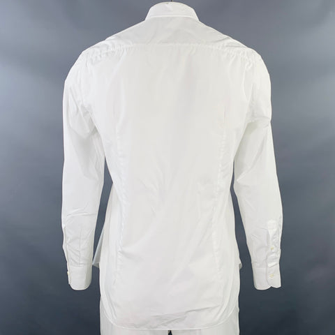 BOGLIOLI Size 42 White Cotton Spread Collar Long Sleeve Shirt