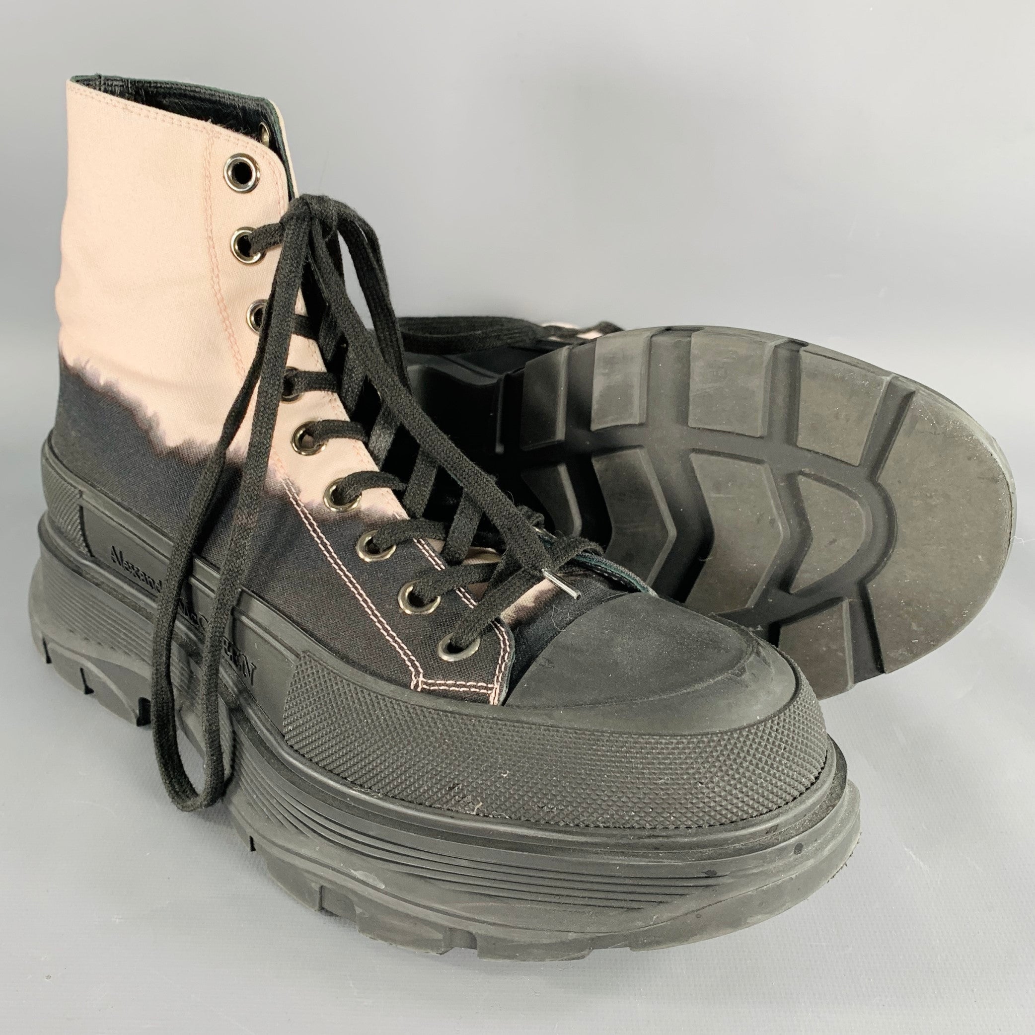ALEXANDER MCQUEEN Size 9 Black Pink Color Block Mixed Materials