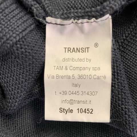 TRANSIT Size L Navy Knit Cotton Shawl Collar Jacket