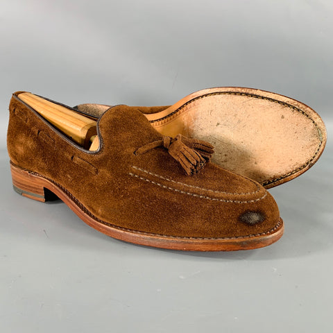 SANDERS Size 10 -Finchley- Brown Suede Tassels Loafers
