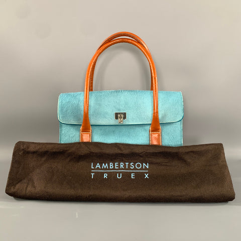 LAMBERTSON TRUEX Blue Brown Fur Purse
