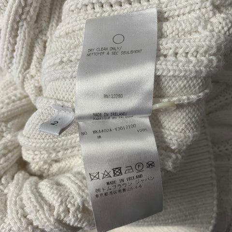 THOM BROWNE Size M White Grey Cotton Cable Knit Sweater