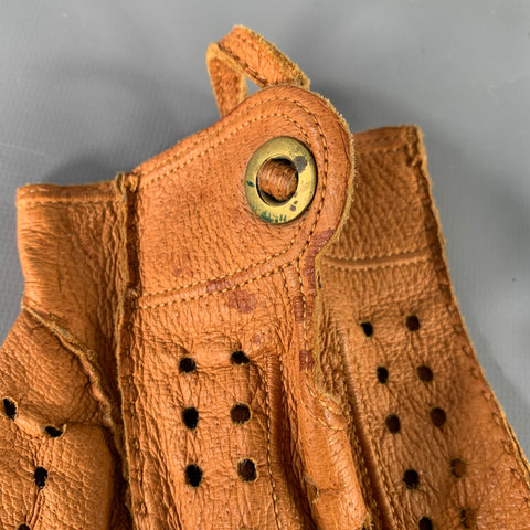 VINTAGE Tan Perforated Leather Gloves