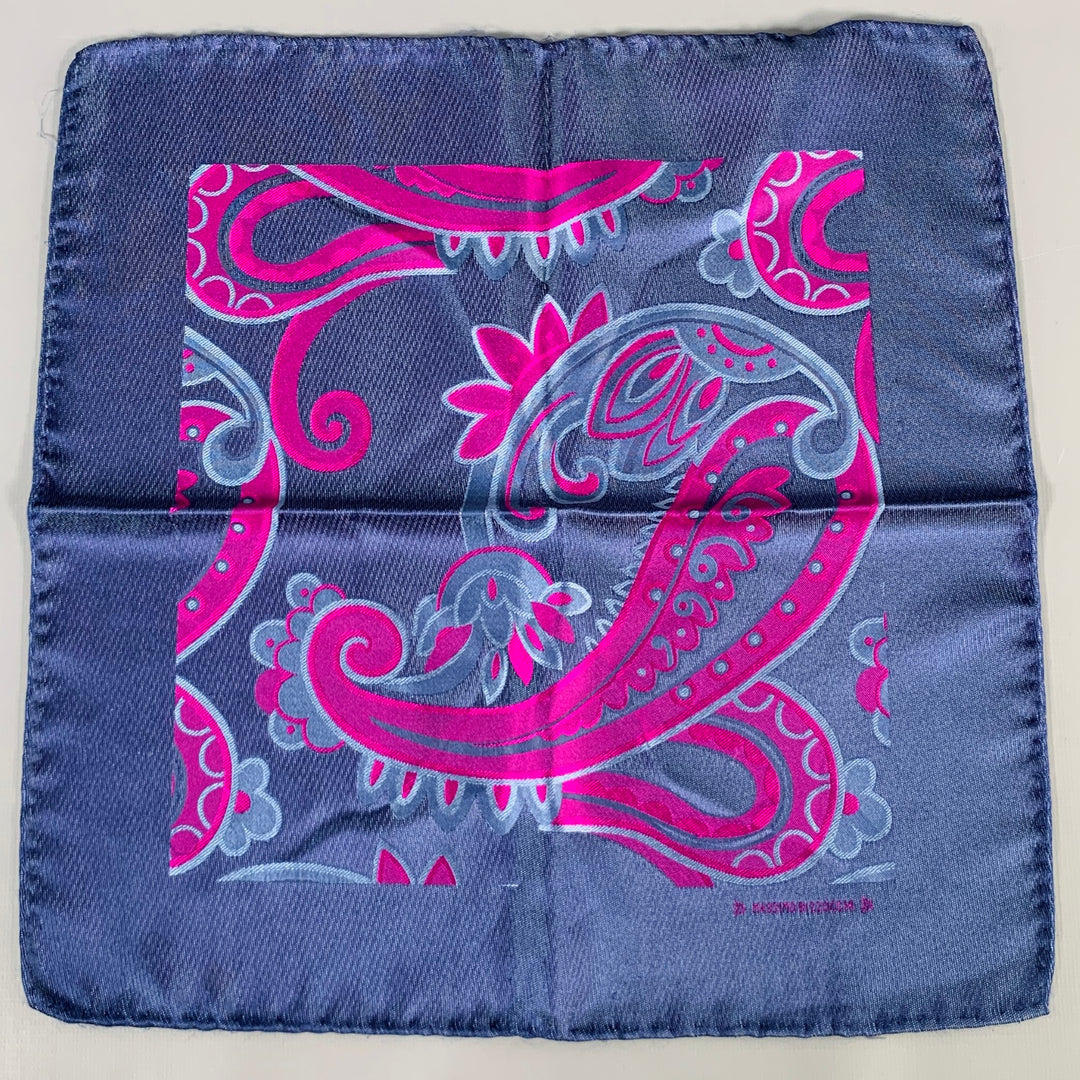 MASSIMO BIZZOCCHI Purple Fuchsia Pink Paisley Silk Pocket Square