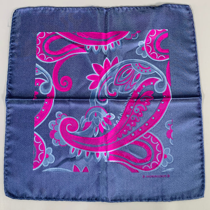 MASSIMO BIZZOCCHI Purple Fuchsia Pink Paisley Silk Pocket Square