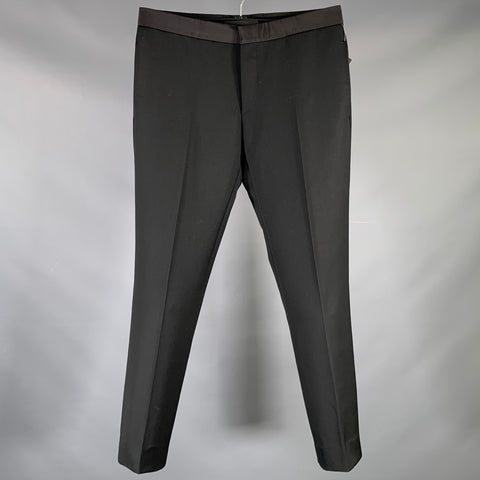 PRADA Size 32 Black Wool Blend Button Fly Dress Pants