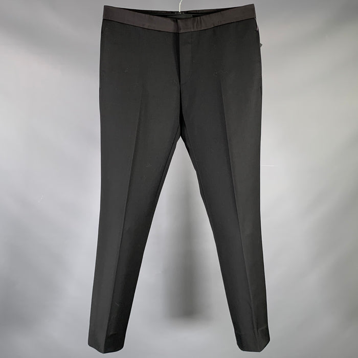 PRADA Size 32 Black Wool Blend Button Fly Dress Pants