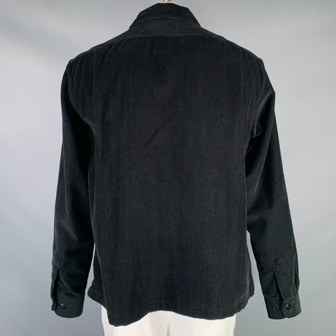 CORRIDOR Size XL Black Corduroy Cotton Patch Pocket Trucker Jacket