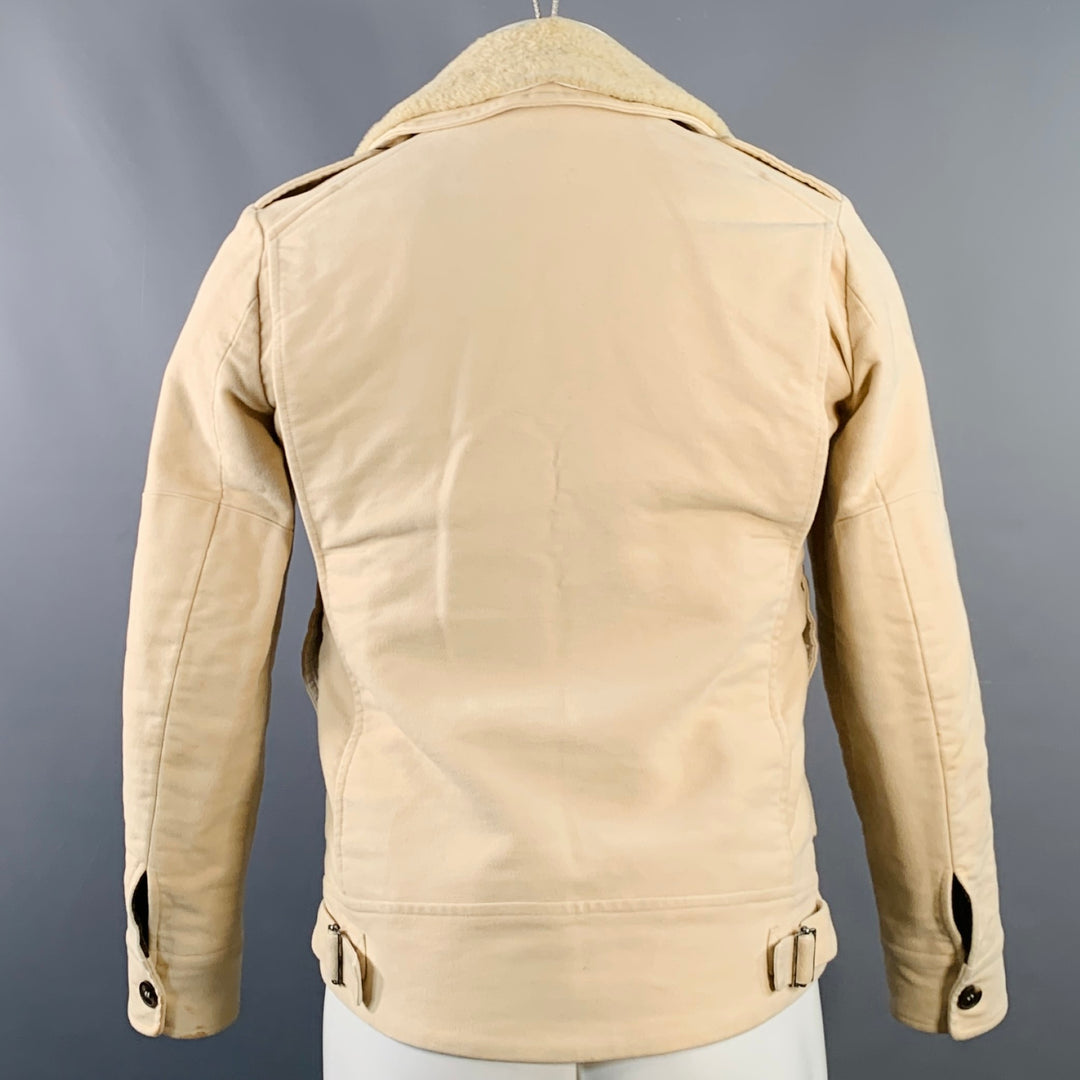 A.P.C. Size S Beige Cotton Moleskin Blouson Hidden Placket Jacket