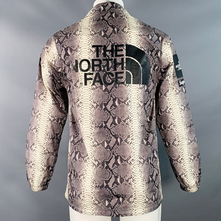 SUPREME x THE NORTH FACE Size M Grey Black White Snake Print Nylon Shirt Jacket