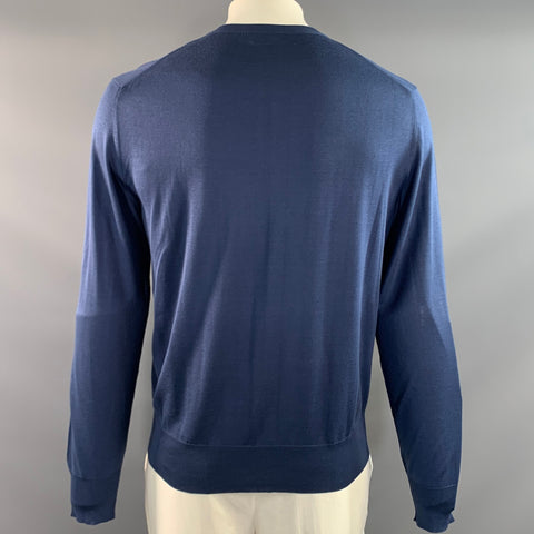 TOM FORD Size XL Navy Knitted Silk Hanley Pullover