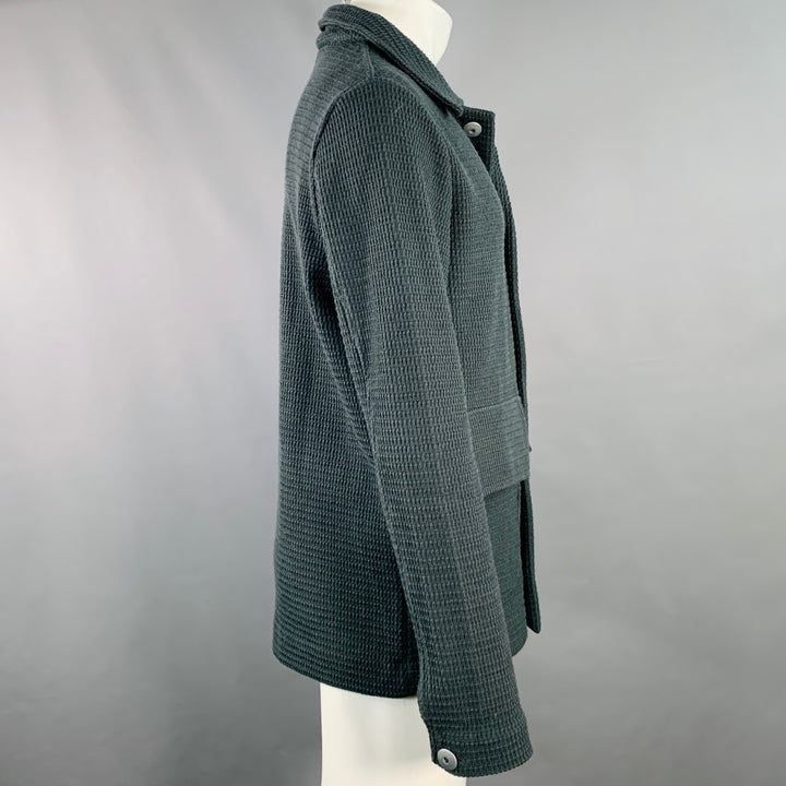S.N.S HERNING Size M Green Waffle Knit Virgin Wool Buttoned Jacket