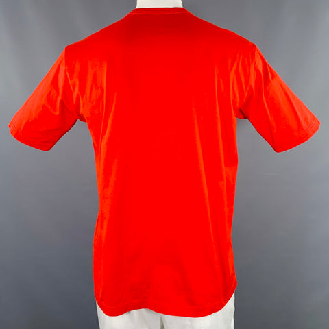 JUNYA WATANABE x PIRELLI Size L Red Yellow Patch Cotton Crew-Neck T-shirt