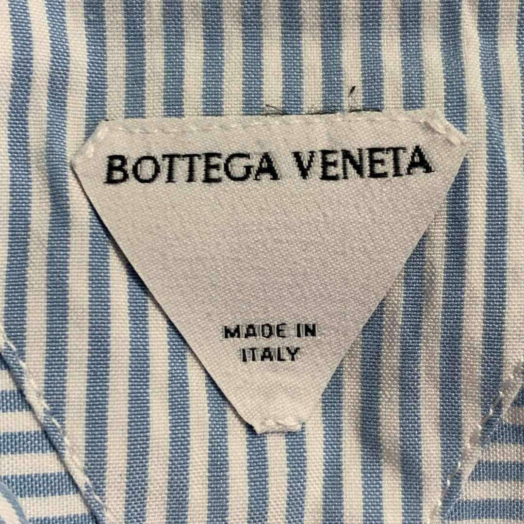BOTTEGA VENETA Size S Light Blue White Stripe Cotton Long Sleeve Shirt