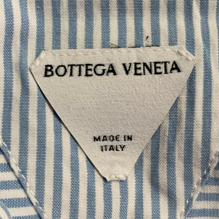 BOTTEGA VENETA Size S Light Blue White Stripe Cotton Long Sleeve Shirt