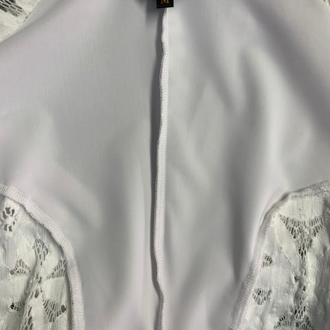 COMME des GARCONS Size M White Nylon Blend Lace Tails Notch Lapel Jacket