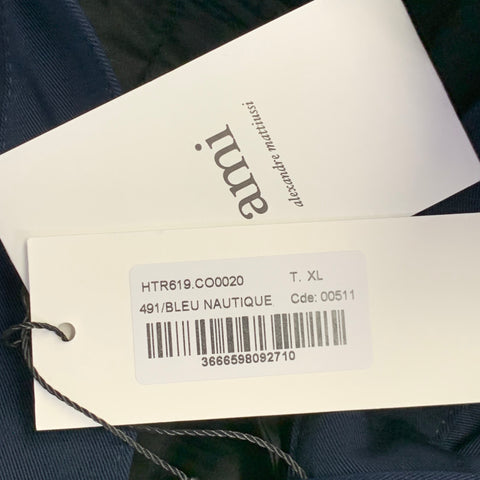 AMI by ALEXANDRE MATTIUSSI Size XL Navy Twill Cotton Flat Front Casual Pants