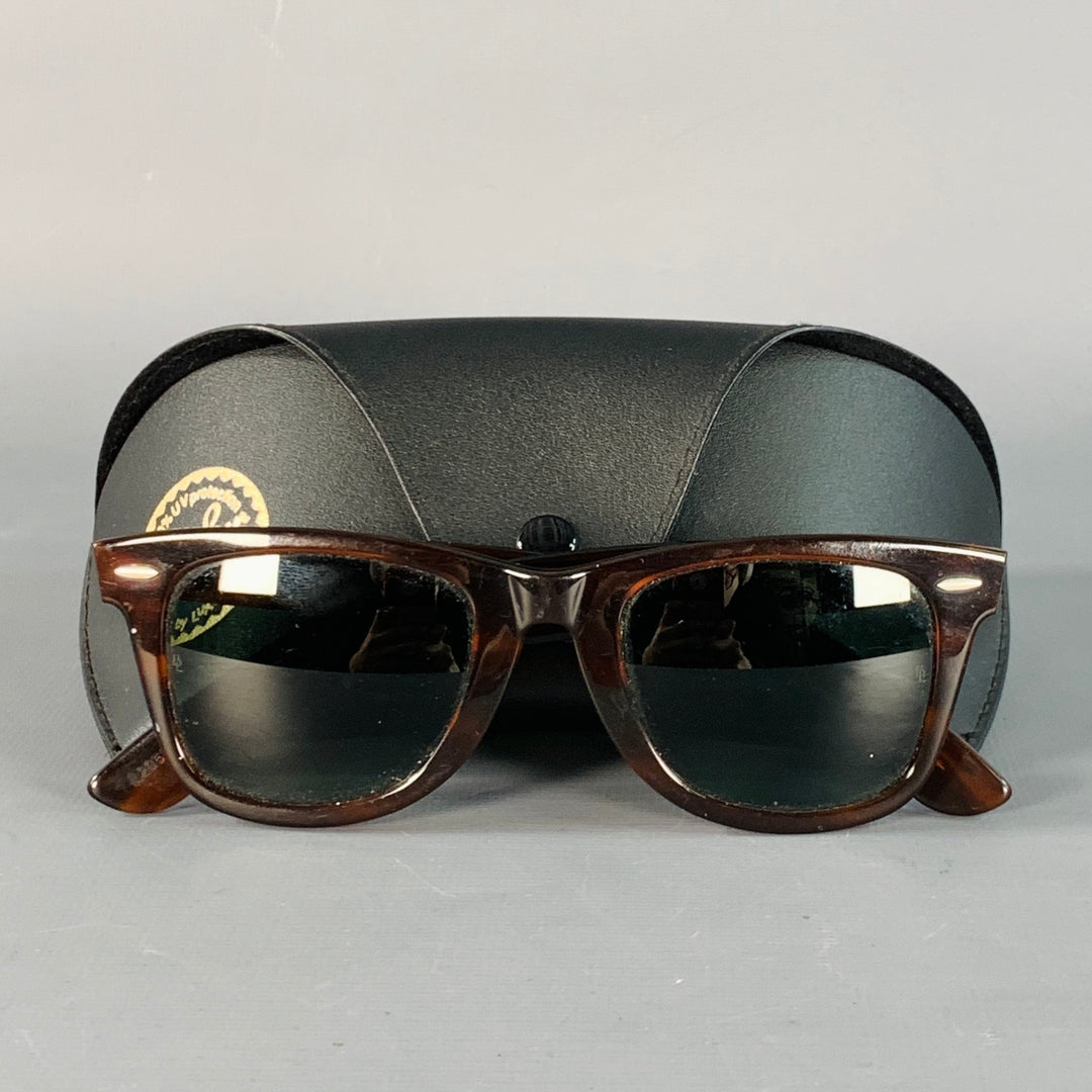 RAY-BAN Vintage Brown Tortoiseshell Acetate Wayfarer Sunglasses