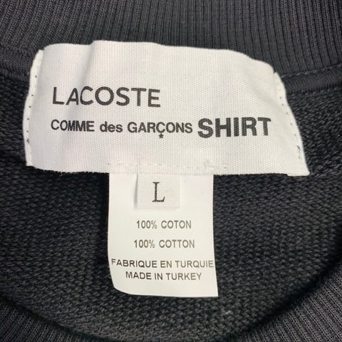 LACOSTE Size L Black Green Cotton Large Patch Sweatshirt