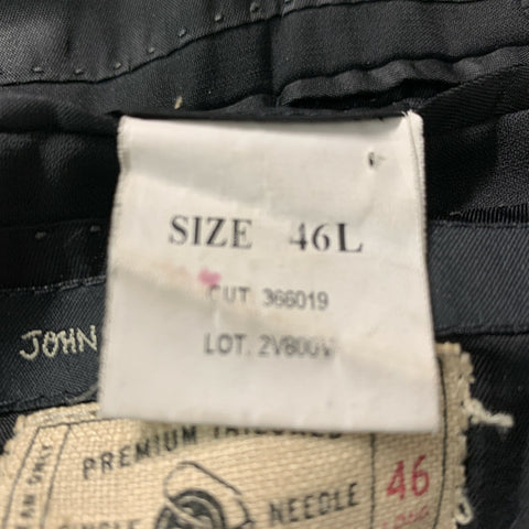 JOHN VARVATOS * USA Taille 46 Long Manteau de sport à revers en laine unie noire