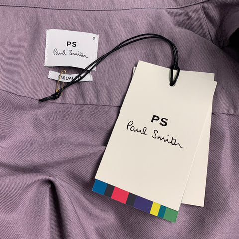 PAUL SMITH Size S Purple Linen Cotton Camp Short Sleeve Shirt