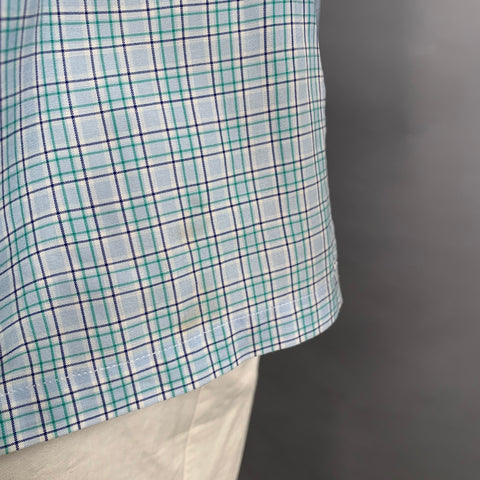 CHARVET Size L Blue Green Checkered Cotton Long Sleeve Shirt