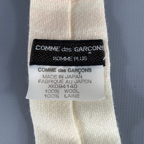 COMME des GARCONS HOMME PLUS Cream Pink Stripe Wool Fringe Tie