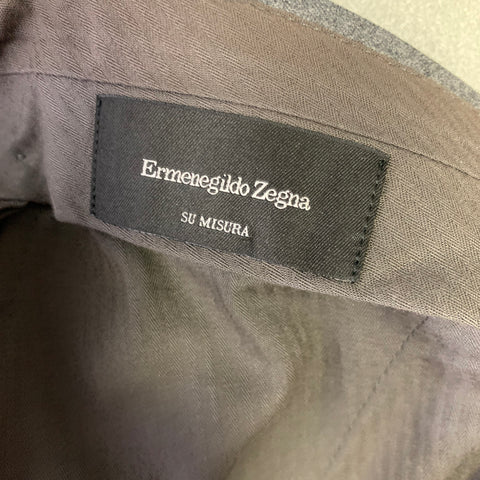 Pantalon de ville coupe ajustée en laine chinée gris anthracite clair ERMENEGILDO ZEGNA Taille 32
