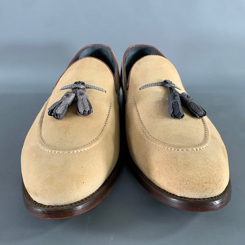 KLEIN EPSTEIN & PARKER Size 13.5 Brown Khaki Suede Tassels Loafers