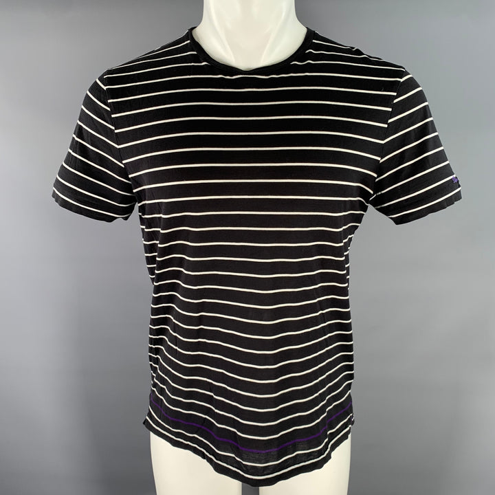 RALPH LAUREN Size M Navy White Stripe Cotton Crew-Neck T-shirt