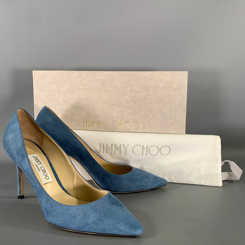 JIMMY CHOO Size 9 Blue Suede J0001474039 Suede Pumps