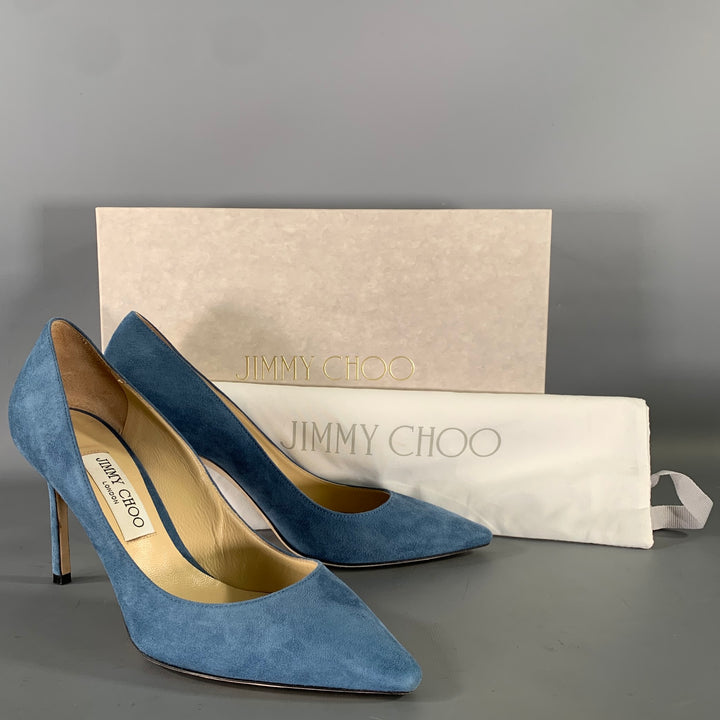 JIMMY CHOO Size 9 Blue Suede J0001474039 Suede Pumps