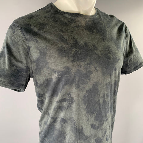 JOHN VARVATOS Size L Grey Black Tie Dye Cotton Crew-Neck T-shirt