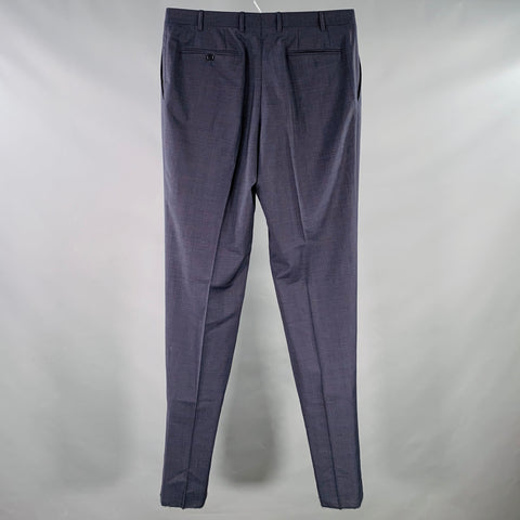 CANALI Size 36 Navy Brown Wool Flat Front Dress Pants