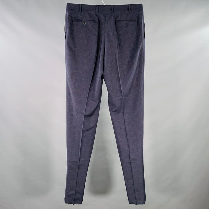 CANALI Size 36 Navy Brown Wool Flat Front Dress Pants
