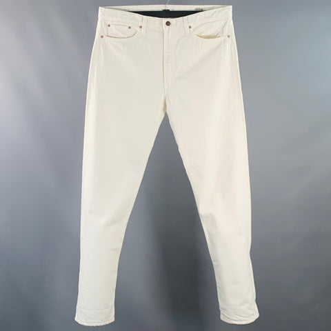 ORSLOW Taille XL Jean Coton Sergé Coupe Slim 5 Poches Blanc