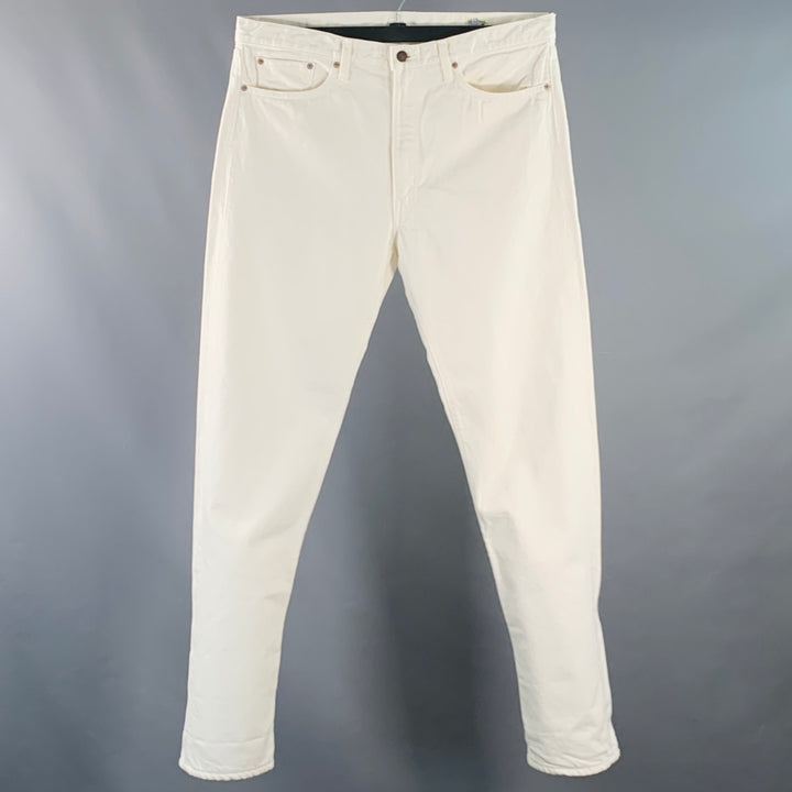 ORSLOW Size XL White Twill Cotton Slim Fit 5 Pocket Jeans