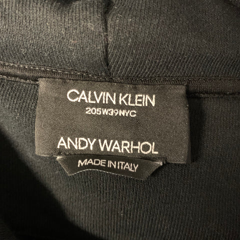 CALVIN KLEIN 205W39NYC Size L Black Blue Graphic Cotton Hoodie Sweatshirt