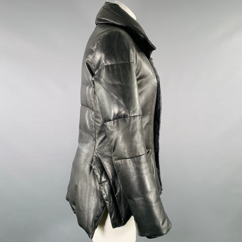 YOHJI YAMAMOTO Size M Black Lambskin Leather Quilted Zip Up Jacket