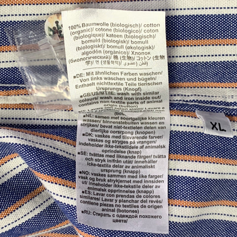 CLOSED Size XL Blue White Orange Stripe Cotton Two Pockets Long Sleeve Shirt