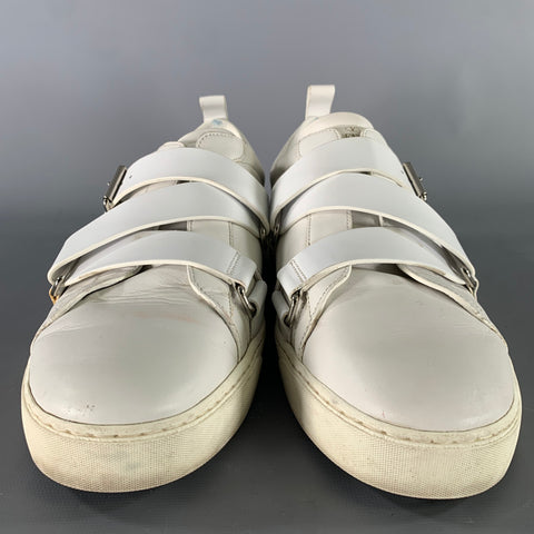 VALENTINO Size 9 White Studded Leather Strap Sneakers