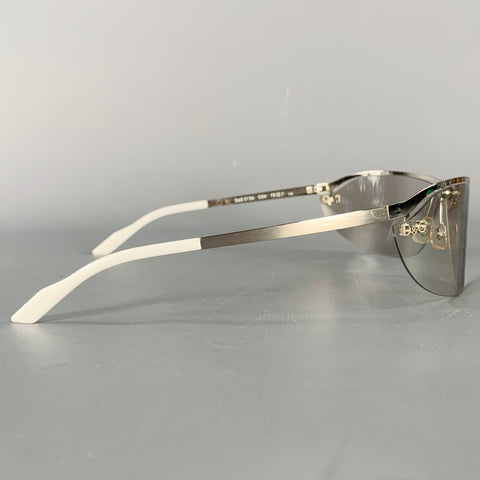 D&G by DOLCE & GABBANA Silver Metal Semi Rimless Wrap Around Sunglasses