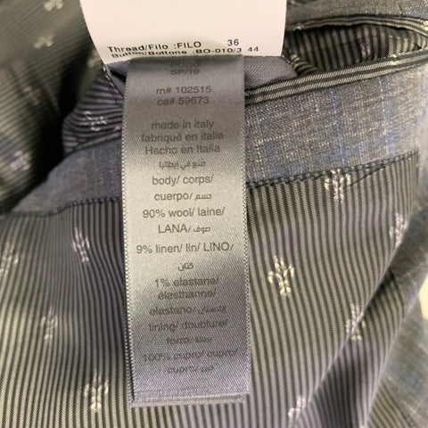 JOHN VARVATOS Size 42 Grey Blue Wool Linen Single Breasted Suit