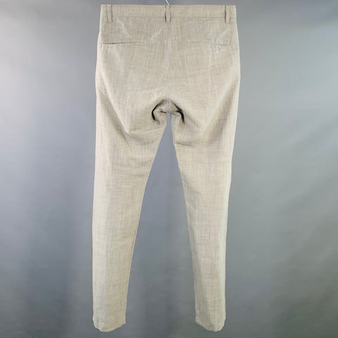 ATTACHMENT Size L Grey Heather Wool Blend Straight Button Fly Casual Pants