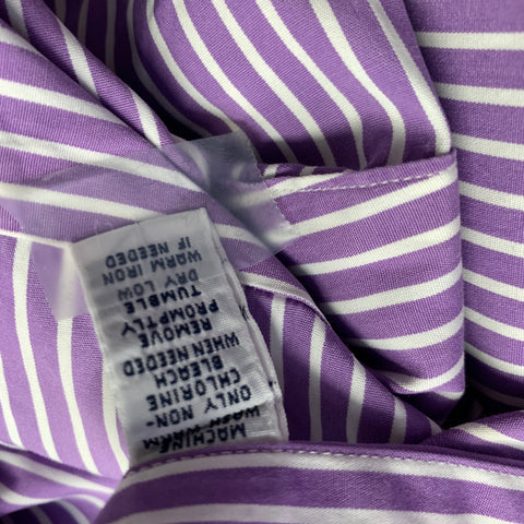 RALPH LAUREN Size XL Purple White Stripe Cotton Long Sleeve Shirt
